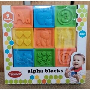 Toyelement Baby Alpha Blocks Set of 9 New in Box 6 month+